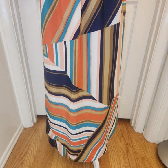 Xhiliration Maxi Stripe Dress in Blue Orange Sz: M Hi-Low Hem - Picture 8 of 15